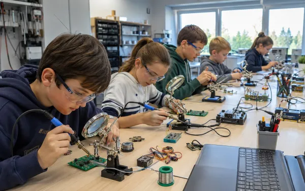 ELEKTROLAB KURSElektroLAB ist ein technischer Kurs für Kinder und Studenten, die Elektrotechnik und Programmierung entdecken möchten.